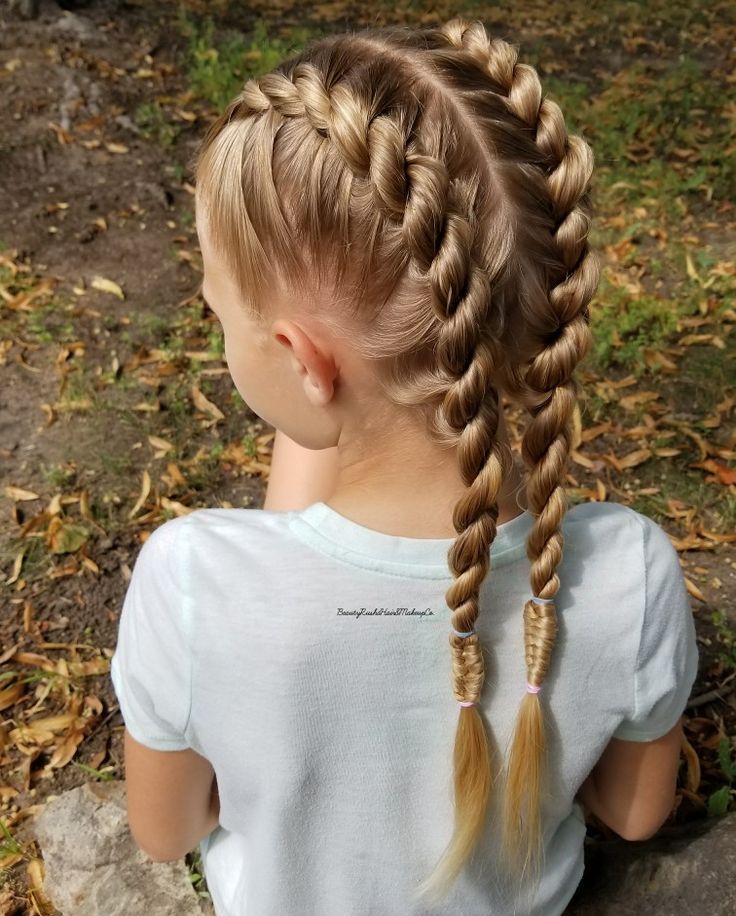 Cute little white girl with a cute easy to do all back double twists 