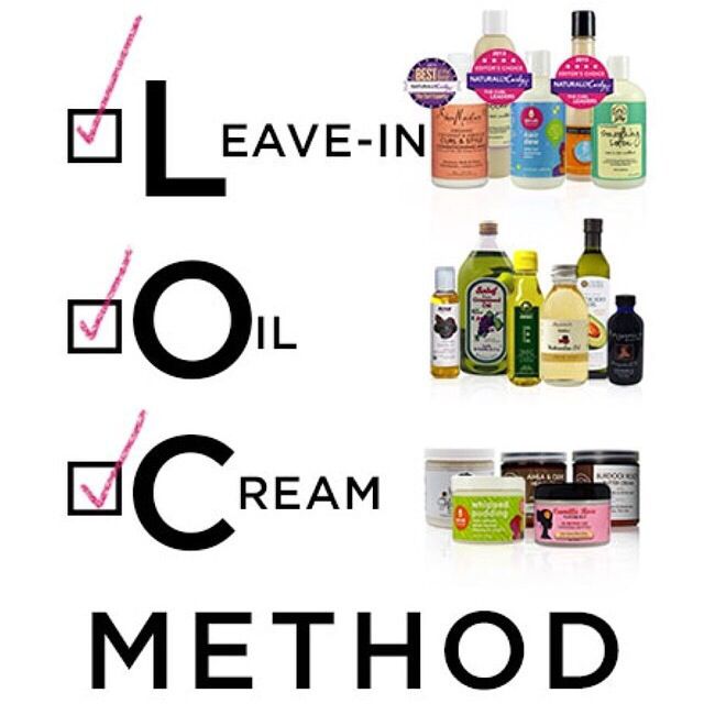 Infographic explaining the LOC method: leave-in, oil, cream