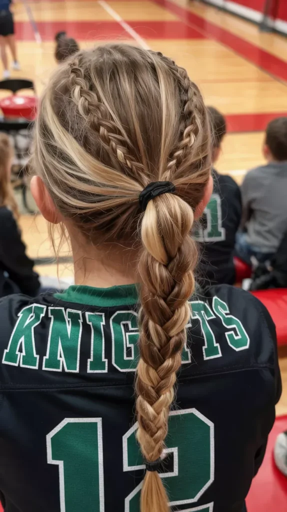 Young girl a braided sport ponytail