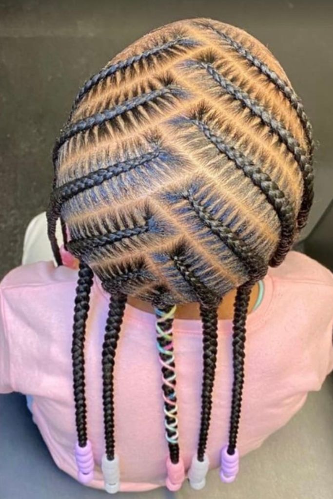 Wrap-around cornrows for kids.