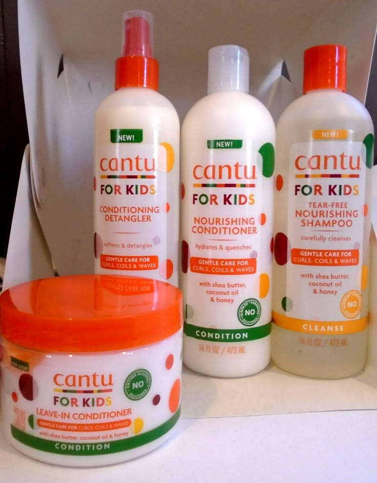 Cantu for Kids curly hair product set.