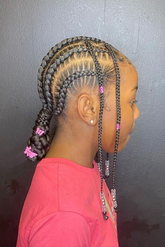 Cornrows with Charm Clips for kids