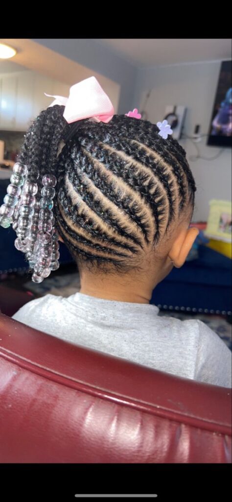 Feed in braids with clear beads