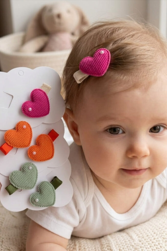 Heart snap clips for baby hair