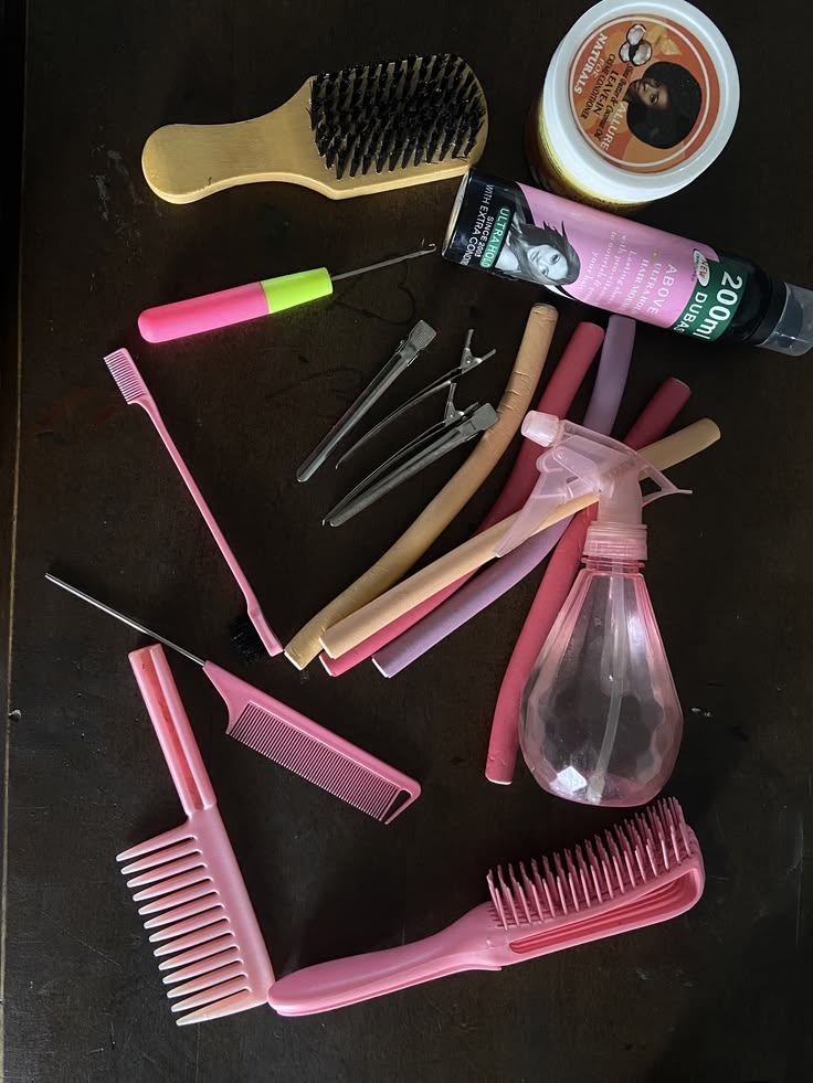 Natural hair care supplies and tools for kids braiding