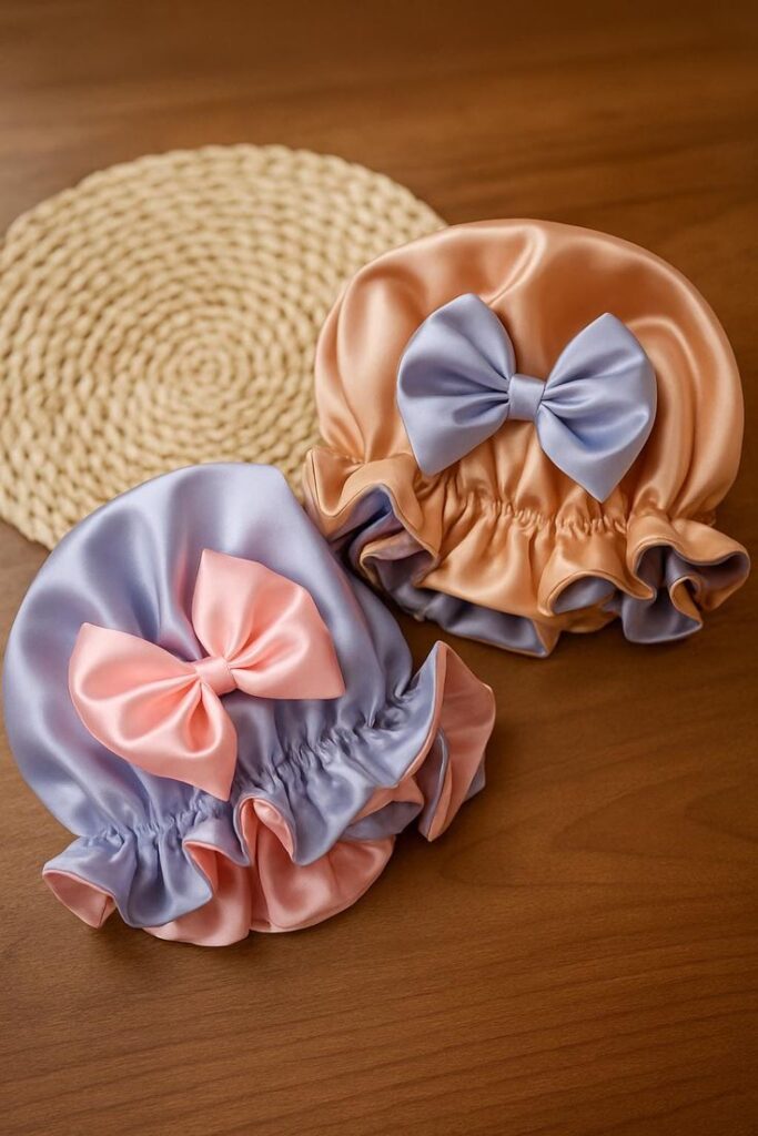 Two cute bouffant bonnets with bow