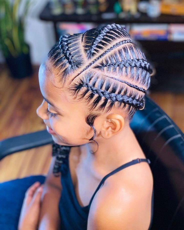 Young girl Stitch Feed-In Cornrows