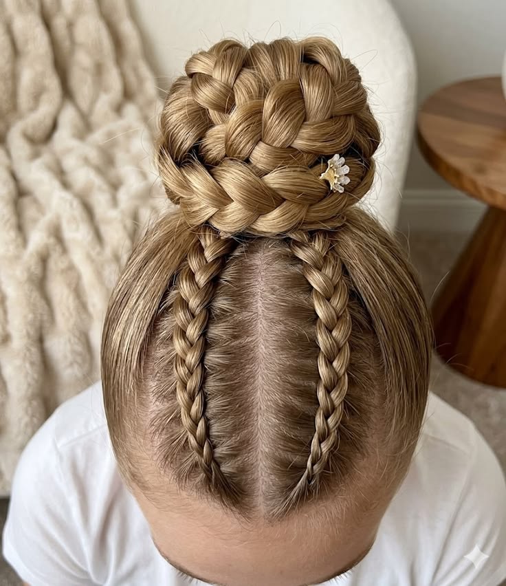 A young girl with a beautiful braided bun