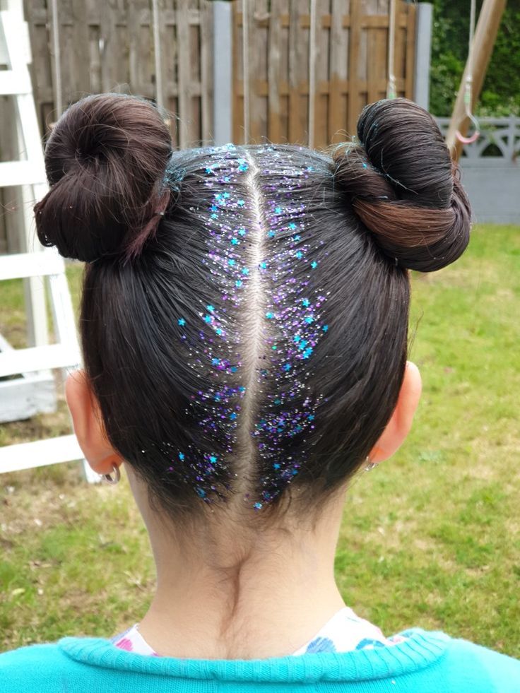 Young girl with a nice glitter part buns