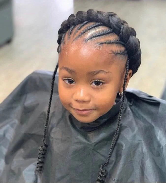 cute girl with a beautiful crown braids