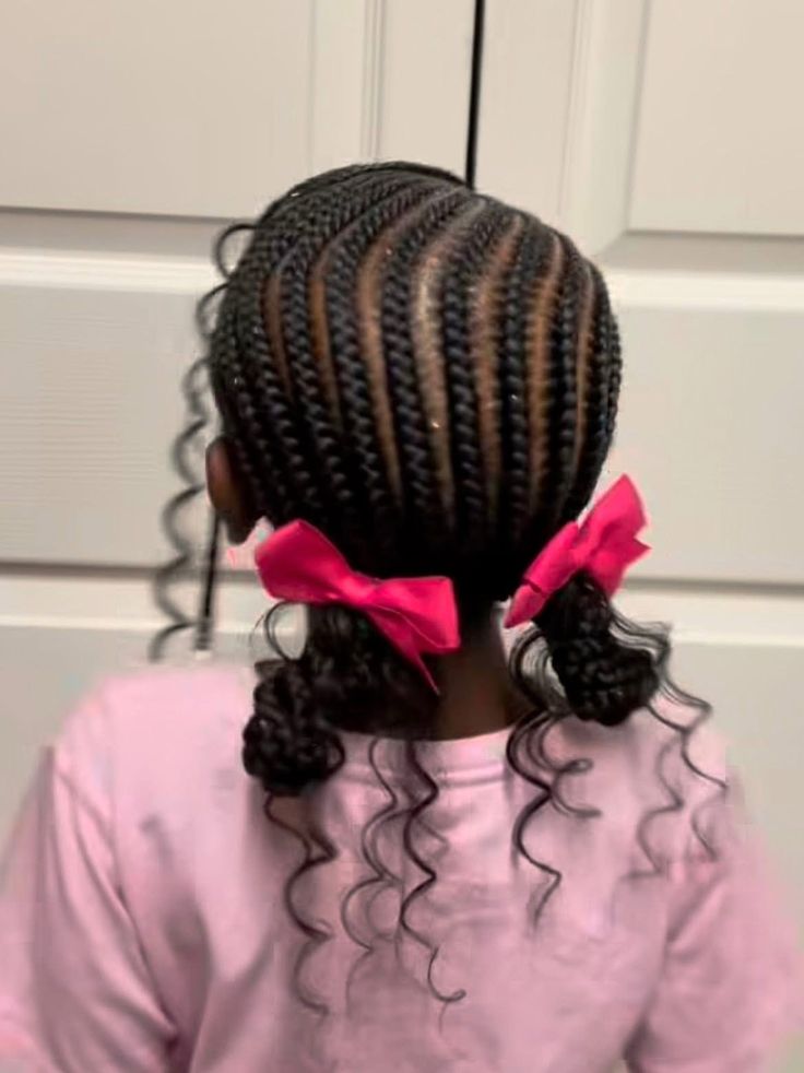 Cornrows with Bow Accents for young kids 