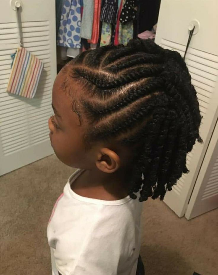 Young girl with a one sided flat twist