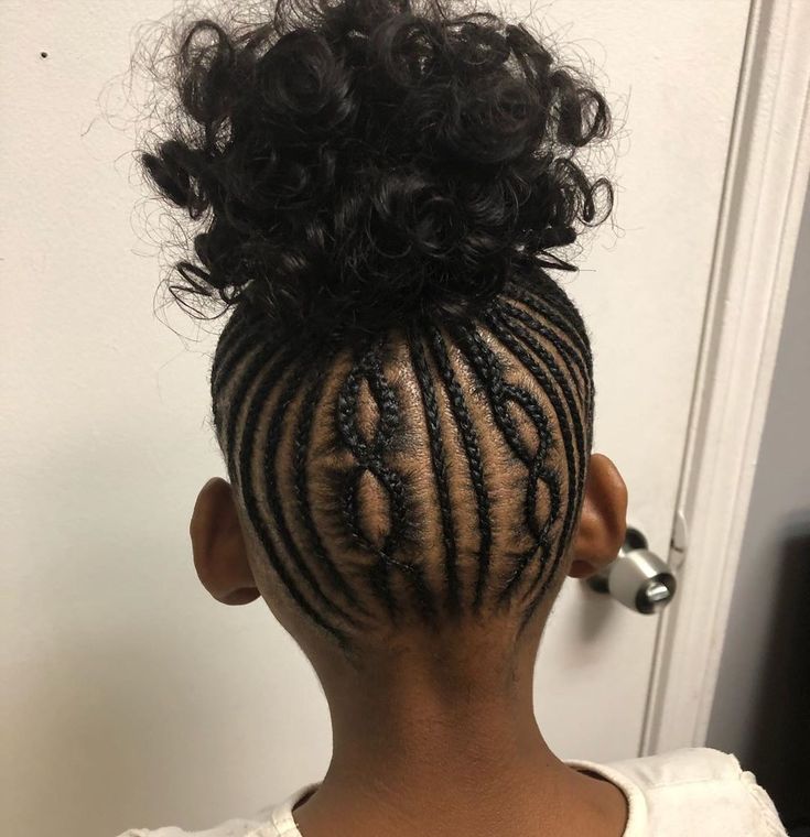 Cornrow bun updo for kids
