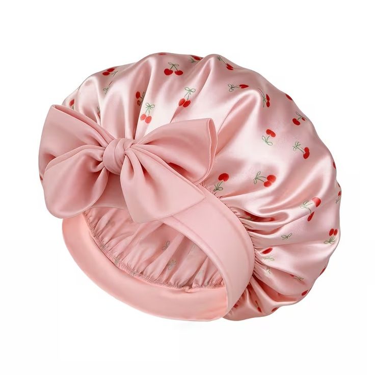 Cute cherry patterned Slip-On Bonnet with a bow 