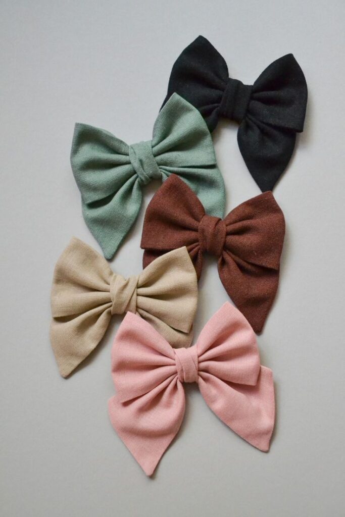 Fabric hair bows in assorted colors for kids