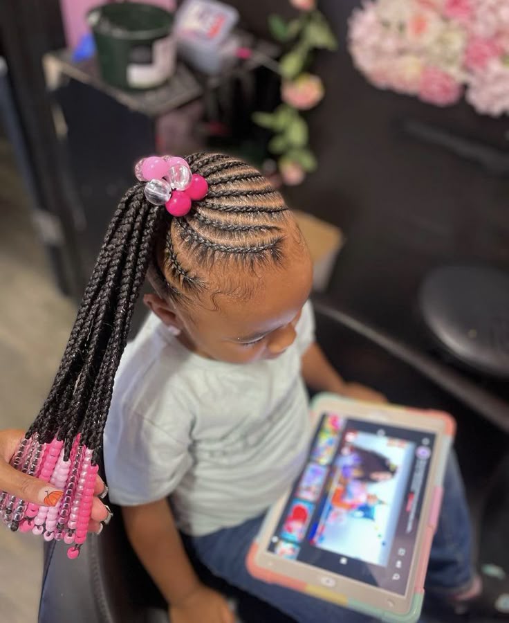 Side Ponytail Cornrows for  kids