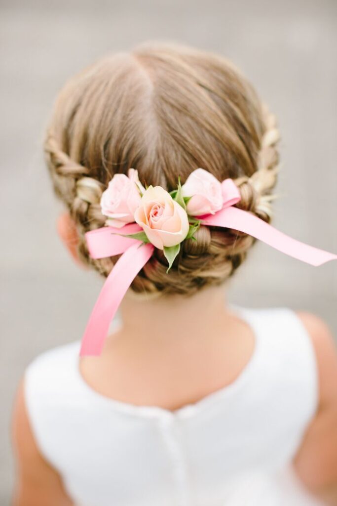 Two braids meeting at the back to form a full halo braid style