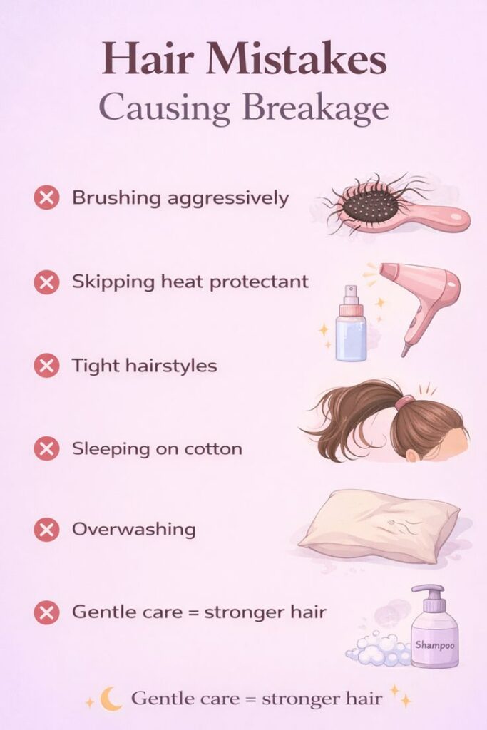 A chart listing mistake that sould be avoided for a healthy hair growth