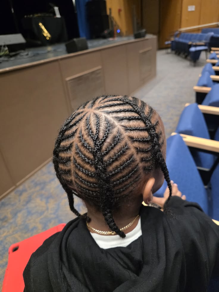 Fishbone braids hairstyle for boys