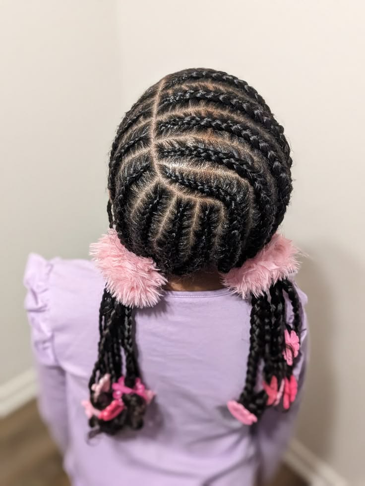 Neat cornrows braided close to the scalp for the cutest school-day style