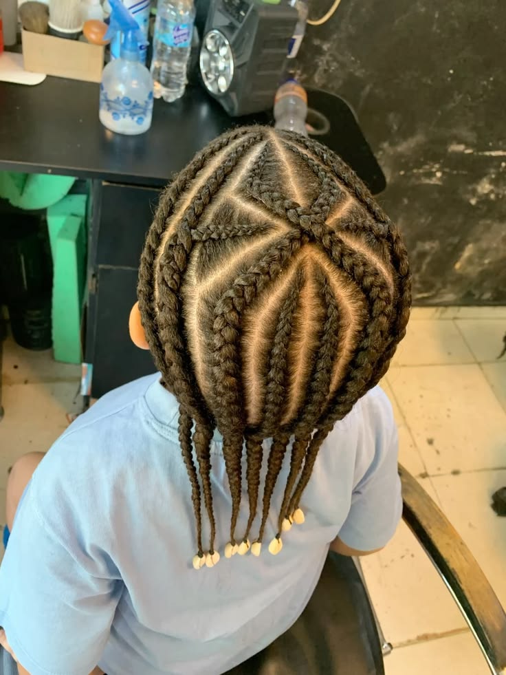 Spider braids radiating outward from a central point in sections