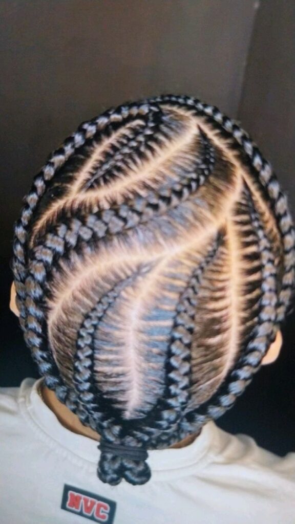 Boy with wave cornrows hairstyle