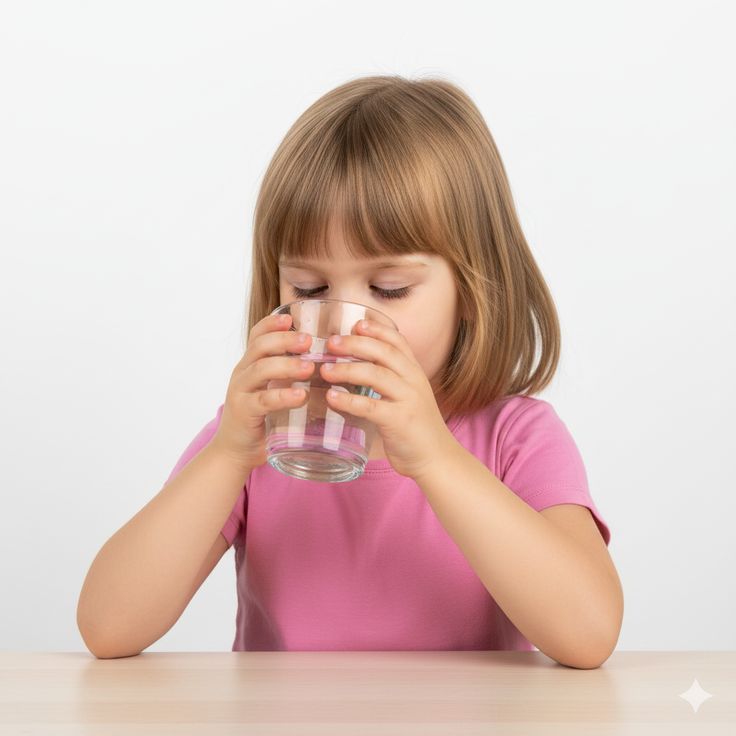 Child drinking a glass of water