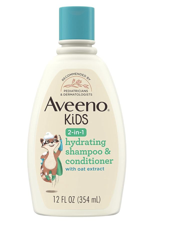 Bottle of Aveeno Kids 2-in-1 hydrating shampoo and conditioner