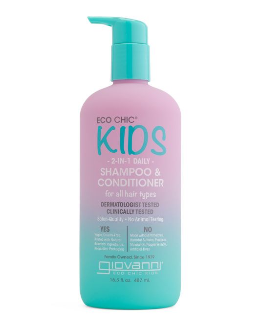 Bottle of Giovanni Eco Chic Kids 2-in-1 daily shampoo and conditioner