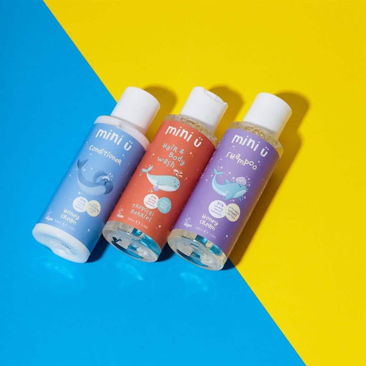 Mini U travel-size shampoo, conditioner, and body wash kit for kids