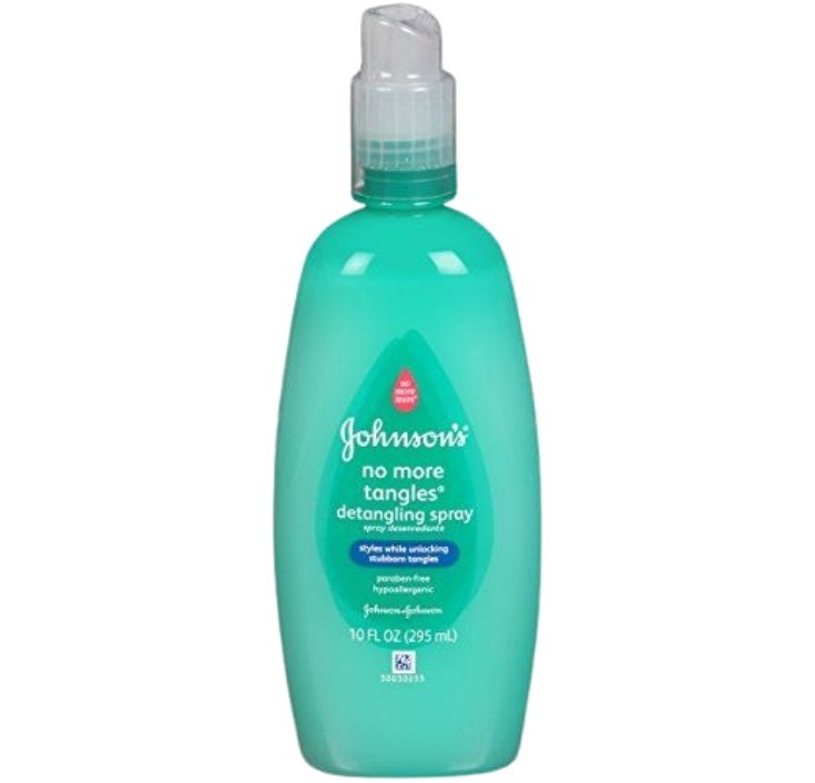 Bottle of Johnson's No More Tangles detangling spray, 10 fl oz